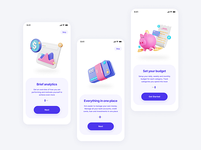 Budget: Onboarding screens app design ui ux