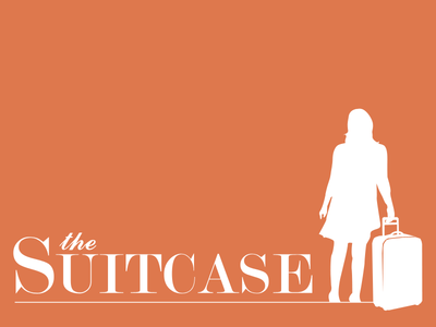 The Suitcase film film poster movie movie poster orange poster serif silhouette suitcase white