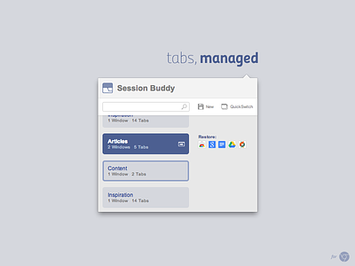 SessionBuddy Quick Switcher browser chrome extension popup procrastination session tabs