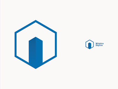 Monolithic blue blueprint building graphic icon logo real estate skyline skyscraper