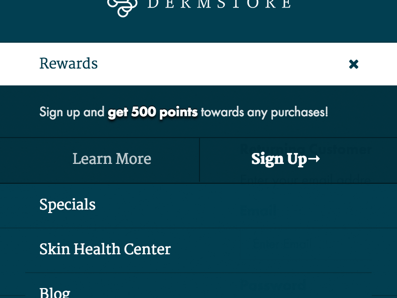 Dynamic ‘Rewards’ Nav Module discount dynamic ecommerce grid mobile nav points rewards