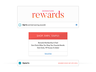 Rewards Program UI Elements