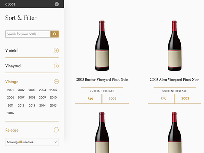 Wine Grid — Filters Sidebar
