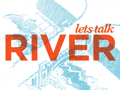 Let's Talk River baskerville blue gotham graphic illustration la los angeles orange river sans serif serif text