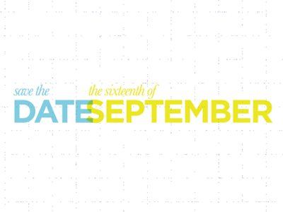 Save the Date blockbuster blue distressed graph mixed fonts sans serif serif yellow yellow and blue