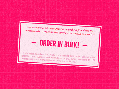 Order In Bulk ad advertisement css html pink retro web
