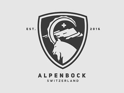 Alpenbock alpenbock goat ibex logo shield swiss