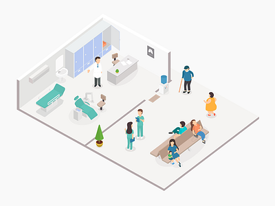 Isometric Dentist Room characters dentist doctor illustration isometric room vector