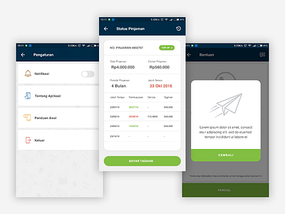 Mockups V2 - Tunaiku Mobile App (Android Version) android app deliver logout mobile mockup notification prototype setting status ui ux