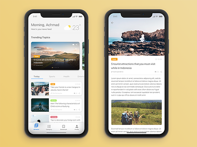 News App Personalization article blog clean dashboard ios iphone iphone x mobile navigation news ui ux