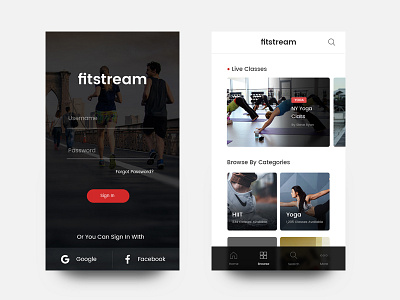 FitStream App app fitness flat ios ui ux uxui