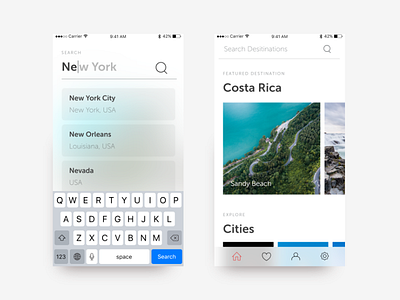 Travel App Exploration app cities ios travel ui ux uxui