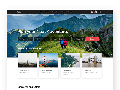 Travel Website Exploration clean hero image landing page minimal ui uiux ux web design