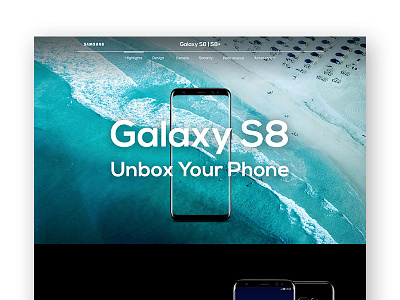 Galaxy S8/S8+ Home Page Concept clean galaxy s8 hero image landing page minimal samsung web design
