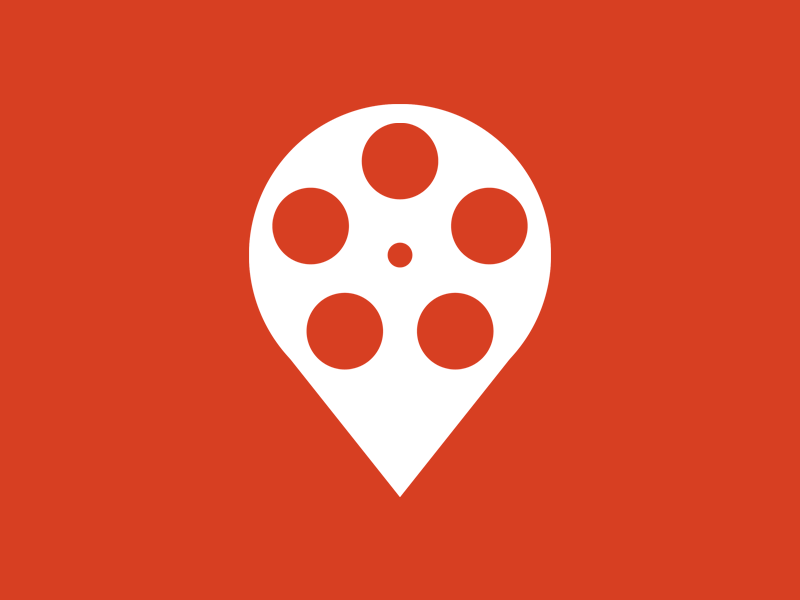 Location Unit animated logo film location logo pin red reel