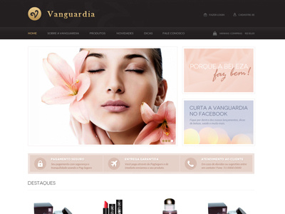 Vanguardia Homepage beauty black cart cosmetics ecommerce gold layout vanguardia woman
