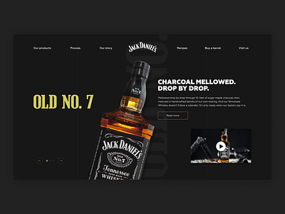 Jack Daniels alcohol animation bottles concept dark ui design drink jack daniels minimalism product redesign tennessey tennessey typogaphy ui ux web design website whiskey