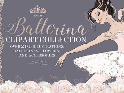 Grand Ballerina Clipart Collection ballerina ballerina clipart card clipart clipart collection collection collections crystal dancing design feminine floral bouquet floral wreaths grand ballerina illustration jpg lady pink png vector