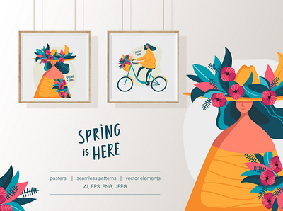 Spring is here abstract art background concept design graphic graphics illustration pattern patterns poster poster art posters seamless seamless pattern seamless patterns spring spring design spring festival vector