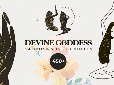 DEVINE GODDESS magic art chakra design devine feminine floral goddess illustration logo magic moon pastel pastel watercolor vector watercolor women women logo womens zodiac zodiac sign