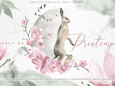 Debut de Printemps Watercolor art prints background clipart design floral flowers graphics illustration logo design overall patterns packaging designs paint painted project stationery textiles prints vector watercolor watercolors