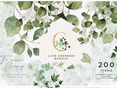 Watercolor Greenery Foliage Bundle background bundle clipart design floral flowers foliage gold graphic graphic design graphic elements graphics greenery greenery foliage greenery foliage bundle illustration letters vector watercolor watercolor floral