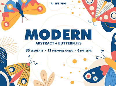 Modern abstract set & butterflies abstract art abstract design abstract set animal art background butterflies butterfly design graphic design graphic designer illustration modern abstract modern art poster poster template posters shape shapes vector