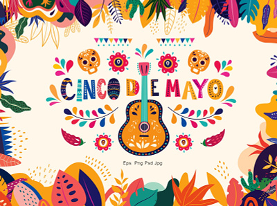 Cinco de Mayo Mexico collection abstract abstract art abstract design art background cinco de mayo design elements file flowers holidays illustration jpg mexican mexico collection png files poster poster design skull vector