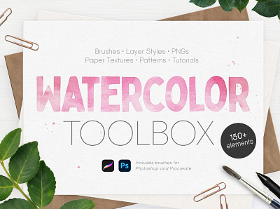 Ultimate Watercolor Toolbox brush brushes layer styles paper texture procreate procreate brush procreate brush set procreate brushes textures watercolor watercolor art watercolor brush watercolor brushes watercolor flowers watercolor illustration watercolor kit watercolor painting watercolor toolbox watercolors watercolour