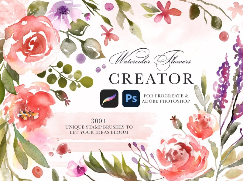 Watercolor Flowers Creator Procreate By Graphics Collection On Dribbble