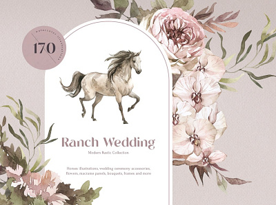 "Ranch Wedding" Modern Rustic Set card concept design graphic graphic design graphic elements graphics illustration illustrations modern ranch rustic rustic set vector watercolor wedding wedding card wedding invitation wedding invite weddings