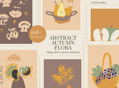 Abstract Autumn Floral abstract abstract shape autumn banner boho collection flora floral geometry halloween hand paint illustration minimal paint painted poster posters pumpkin shape shapes