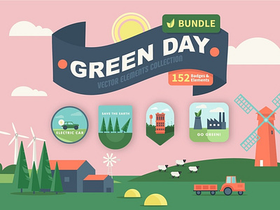 Green Day - Graphic Collection art background color colorful creative design elements graphic graphic collection graphics collection green green day illustration illustration art illustrations poster poster art posters vector vector art