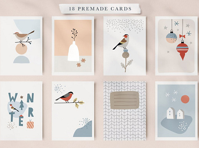 Winter birds Christmas set abstract cards christmas christmas set design gift gift card graphic design graphic elements illustration illustrations logos poster premade cards scrapbooking shape social media winter winter bird winter birds