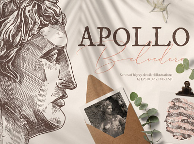 Apollo Belvedere Illustrations apollo background belvedere card cards creative design engrave style engraved graphic design graphics illustraion illustration illustration art illustrations illustrator poster sticker style vector