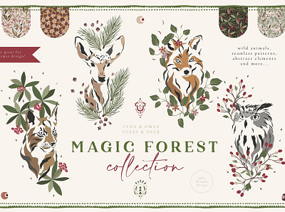 Magic Forest Collection art background clipart cliparts cllection decoration decorative design element floral floral elements flowers forest graphic design illustration illustrations magic magical vector watercolor