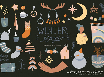 Winter Magic Boho art boho clipart design elements graphic graphics graphics collection hand drawn hand drawn graphic illustraion illustrator pattern patterns winter winter boho winter illustration winter magic winter magic boho winter magic illustration