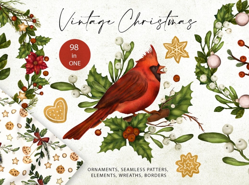 Vintage Christmas Pattern RoyaltyFree Stock Image  Storyblocks