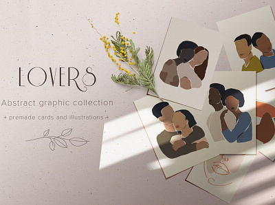 Lovers abstract collection abstract art background card cards character character design collection design illustration illustrations love lovely lover lovers portrait portraits professional simple vector