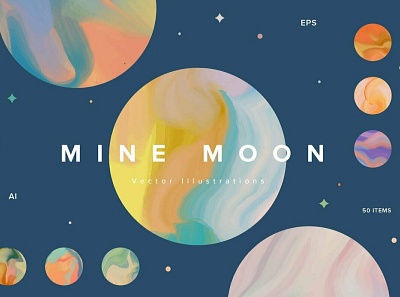 Mine Moon abstract abstract art abstract design abstract logo abstraction art background card cards color colorful design drawing graphic design graphics greeting card illustration illustrations moon vector