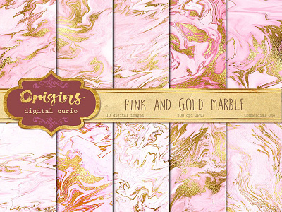 Pink And Gold Marble Textures By Graphics Collection On Dribbble