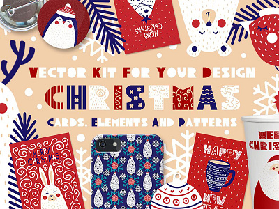 Christmas cards, elements & patterns cards christmas christmas cards christmas design christmas elements christmas kit christmas patterns elements holiday patterns vector winter