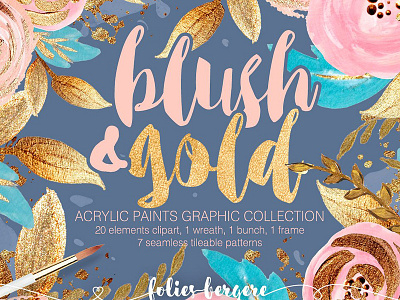 Blush & Gold Graphic Collection acrylic blush blush graphic gold gold glitter gold graphic gold graphic collection handpainted peach gold watercolor watercolor clipart watercolor illustration