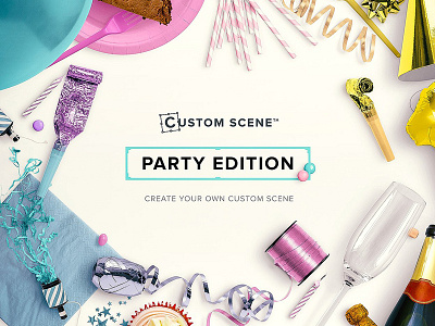Party Edition - Custom Scene celebrate celebration custom scene lay flat mockup overhead party party edition scene generator