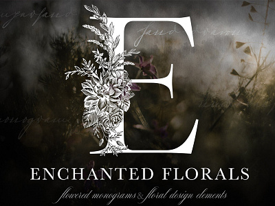 Enchanted Florals Monogram Set ampersand enchanted florals floral flower hand drawn letters logo monogram numerals shape vector wreath