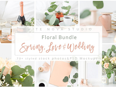 Floral Bundle: Spring Love & Wedding background branding floral floral bundle flowers gold instagram mock up mockup spring love styled stock photos wedding