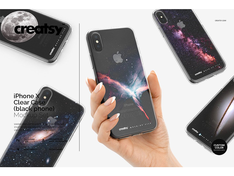 iPhone X Clear Case Mockup Set Black by Graphics Collection on Dribbble