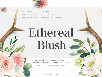 Ethereal Blush-Florals Graphic Set backgrounds blush bouquet elegant ethereal floral floral alphabet floral wreath florals graphic set texture wreath