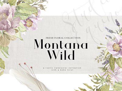 Montana Wild - A Rustic Floral Set floral set fresh floral collection illustration montana peony roses rustic graphic set watercolor boho watercolor greenery watercolor spring watercolor spring florals wild watercolor