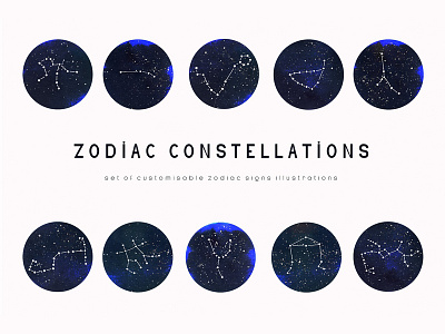 Zodiac Constellations constellations graphic design greeting card illustration logo motivation card night sky stars wedding card wedding invitation zodiac zodiac constellations